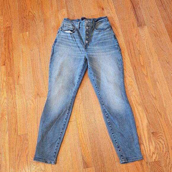 Lucky Brand High Rise Skinny Ankle Light Wash Button Front Jeans Siz 8/29 - Picture 3 of 9